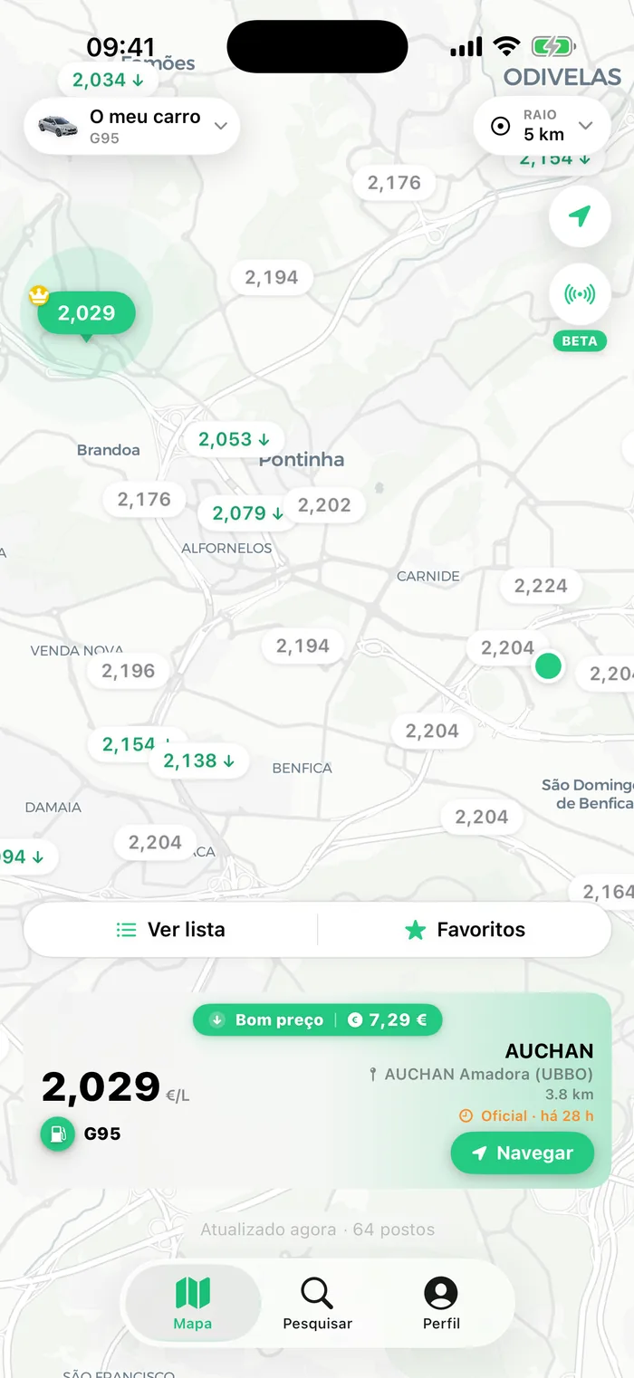 Refil: el mapa resalta en verde la gasolinera mas barata cerca de ti